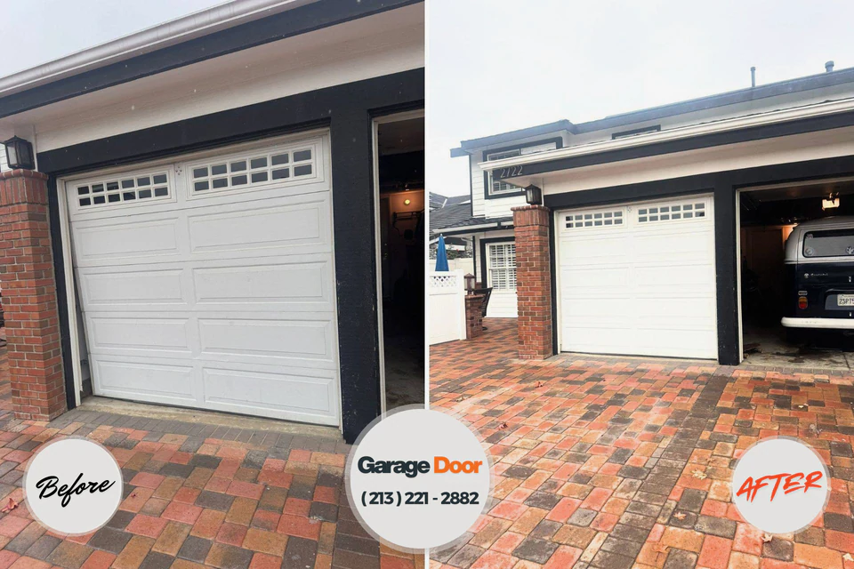 Before and after: garage door repair Woodland Park, NE
